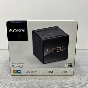 Sony ICF-C1 FM/AM‎ Clock Radio Black Alarm, Battery Backup, Compact NIB